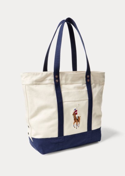 Polo Ralph Lauren Lærred Big Pony Tote Bag Dame Danmark (HFKIL8024)